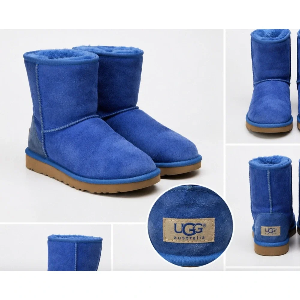 UGG Australia Classic Short Sheepskin Boots Electric Blue Womens 5 Plush Casual